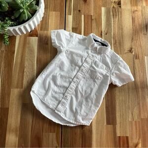 Boys White Button Up Top Short Sleeve Size 4T